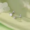 Brincos de Parafuso Minimalistas Zircônia Agulha de Prata Pura S999 para Mulheres, Brincos com Atmosfera Fofa e Elegante, Atacado