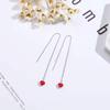 Pendientes de plata de ley 925 con diseño de bola de cristal de fresa rosa fresca, estilo japonés y coreano, para estudiantes.