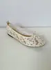 Sapatos Mary Jane Planos com Tela Floral de Cabeça Redonda Femininos Decote Baixo Laço Tamanho Grande 35-43 Sapatos Mary Jane Femininos da Moda