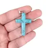 Colgante de cruz de palo redondo grande de 40 mm, piedra semipreciosa de ojo de tigre natural, artículo de bricolaje, cadena de suéter, collar, accesorios de joyería