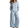 Outono 2026 Nova Roupa Feminina Comércio Transfronteiriço Europeu e Americano Estilo Casual Preguiçoso Cor Sólida Uma Alça Calça Longa Conjunto de Duas Peças