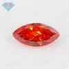 Huagang gema ojo de caballo circón naranja anillo superficie piedra desnuda forma de hoja gema CZ artificial naranja joyería de piedra blanca