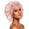 Gorro de Satén Imitación Seda con Correa Suave Ajustable, Gorro de Noche, Adecuado para Dormir, Gorro con Correa para Cabello Rizado