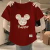 Comércio Exterior Transfronteiriço Liberação Estoque Grande Marca Etiqueta Cortada Camiseta Feminina Manga Curta Tamanho Grande Top Solto Roupa de Mãe Cobertura da Barriga