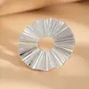 Joia Transfronteiriça Europeia e Americana com Toque de Luxo, Anel Irregular Redondo de Liga de Metal com Pena, Anel Geométrico em Forma de Leque com Pérola Incrustada