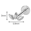 Hoja Marquesa Personalidad Labio Uña G23 Aleación de Titanio Clavo de Oreja Clavo de Hueso de Oreja Diente Interno Barra Recta Cartílago Joyería para Piercing Corporal