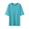 Camiseta de algodão de manga curta 200 gramas masculina e feminina roupa para casais primavera e verão 2024 atacado cor sólida ombro caído versão leve versão em branco