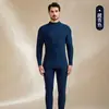 Ropa interior térmica acrílica ultrafina que genera calor, con cuello semi-alto, nueva colección de otoño para hombre, conjunto térmico de top y pantalón mezcla de seda y cachemira