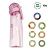 Copo Aromático Tritan Transfronteiriço, Copo de Água de Plástico com Canudo para Esportes ao Ar Livre, Copo Lúdico de Alta Qualidade com Sabor de Frutas Criativo e Divertido