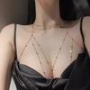 Collar de cadena larga con borlas y diamantes colgantes estilo Chanel para el cuerpo, cadena de diamantes de imitación para todo el cuerpo, accesorios de cadena para la cintura, cadena sexy para el pecho.