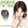Peluca de mujer con flequillo, postizo para la parte superior para cubrir el cabello blanco, completamente tejida a mano con una base de red, frente de aspecto natural, flequillo falso ligero