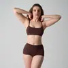 Conjunto de Ropa Interior de Algodón Suave Sujetador de Algodón Suave Sin Relleno Boxer de Algodón para Mujer