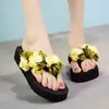 Flash Jiao 2018 nuevas chanclas de playa de 6 cm para mujer con plataforma gruesa antideslizantes hechas a mano con flor para sandalias de vacaciones y viajes