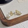 Aretes de Perlas Aguja de Plata de Alta Calidad, Elegantes de Mariposa de Nicho a la Moda, Aretes de Alta Gama, Aretes Versátiles Retro Franceses