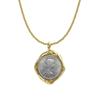 Retro Elegante Lujo Ligero Industria Pesada Alta Calidad Metal Latón Chapado Oro Verdadero 18k Moneda de la Suerte Anillo Pulsera Collar Mujer