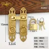 Fechadura de Cobre Puro Estilo Chinês Fivela de Porta Puxador Reto para Porta de Armário Puxador de Porta Estilo Antigo Almofada para Puxador de Porta Cadeado Trinco de Porta Puxador de Trinco Antigo