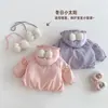Chaqueta Acolchada para Niñas 2025 Nuevo Estilo Invierno Bebé con Capucha Espesa de Algodón Ropa Exterior Niños Super Linda Ropa Exterior de Algodón con Encaje