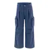 Calças de trabalho estilo americano JIAMU para homens e mulheres, design de múltiplos bolsos, calças largas folgadas, calças compridas casuais de alta rua para outono e inverno, versátil