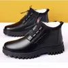 Nuevos Zapatos de Algodón de Negocios Modernos para Hombre, Zapatos Espesos Forrados de Felpa Cálida con Superficie de Cuero para Hombre, Botas de Nieve Impermeables y Resistentes al Frío de Caña Alta