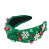Diadema Ancha de Tela Nudo Cruzado Europeo y Americano de Navidad Perla Diadema Moda Copo de Nieve Accesorios para el Cabello Tocado para Mujeres