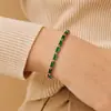 Pulsera Ajustable Deslizante de Zirconia Verde Incrustada de Cobre Más Vendida de Amazon, Joyería de Mano Lujosa y Elegante, Envío Directo de Una Pieza del Fabricante