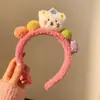 Nova Faixa de Cabeça Fofa de Ursinho Outono Inverno Plush para Lavar o Rosto Super Fofa Colorida Desenho Animado Lã de Ovelha Faixa de Cabeça Transfronteiriça