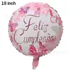 Globo de Aluminio Español de Feliz Cumpleaños de 18 pulgadas FELIZ CUMPLEANOS Globo Español Sudamérica Comercio Exterior