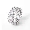 Marca de moda cool estilo Mori personalidade forma irregular laço zircônia anel de diamante pombo anel conjunto casal