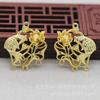 Hongxing DIY Joias Cobre 24K Cor Ouro Preservada 22*25mm Carpa Brincando com Flor de Lótus Acessórios de Conexão Material Cobre B1568
