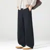 Pantalones casuales de pierna ancha de algodón puro de peso pesado para hombre, estilo americano de alta calle, plisados, lavado vintage, pierna recta, corte holgado, pantalones de trabajo, 2026