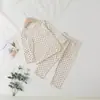 Pijamas populares para niños, conjunto de verano fino, elegante conjunto de dos piezas de lunares para niñas, ropa de casa, ropa de aire acondicionado para niñas