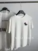 Camiseta de Manga Curta de Algodão Escovado Fleece Australiano Divertida e Juvenil com Bordado de Pônei para Mulheres, Camiseta Básica Elegante e Fashion com Gola Redonda, Início da Primavera de 2026