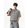 Top de moda con patrón de ola irregular, camiseta casual relajada estilo CityBoy japonés, diseño personalizado para adolescentes
