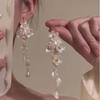 Pendientes de flores blancas 2024, nuevos pendientes de moda para mujer, pendientes de borlas francesas