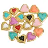 Acero Inoxidable Color Esmalte Colgante de Corazón con Goteo de Aceite Encaje Tallado Colgante de Corazón de Melocotón Accesorios para Manualidades Accesorios