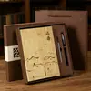Cuaderno con Patrón de Bambú Imitación Superficie de Cuero Suave Diario Literario Estilo Chino Bloc de Notas de Negocios Engrosado Logotipo Personalizado Impreso