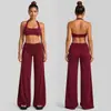 Conjunto de roupa de yoga transfronteiriço com lindo top esportivo com decote halter nas costas, conjunto de roupa casual de corrida e fitness para esportes ao ar livre de secagem rápida