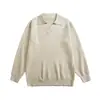 Yidao Vintage Otoño 2026 Nueva Colección: Suéter casual, de color sólido, corte holgado, cuello de gaviota, minimalista, retro