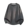 T555 Outono Novo Camiseta de Manga Longa com Gola Redonda e Padrão Waffle para Homens, Camisa Básica Solta e Simples, Especial P18 Sem Diferença de Preço