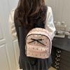 Mochila Transfronteiriça da Moda Feminina 2025 Novo Estilo Coreano Moda Liso Laço Viagem Pequena Mochila Plissada