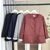 Jaqueta Cardigan Feminina Plus Size Outono Novo Estilo Simples Retrô Sem Gola 100kg Roupa Externa Casual para Meninas Gordas 8617