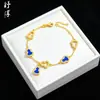 Pulsera de Mariposa Dorada Perla Hielo Triturado, Pulsera de Calabaza Corazón Perla de la Suerte, Trébol de Cuatro Hojas Oro Arena, Venta Directa del Fabricante