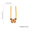 Conjunto de Brincos e Colar de Contas de Vidro Borboleta com Diamante Usado Vintage Corrente de Clavícula de Alta Qualidade Joias Transfronteiriças para Mulheres