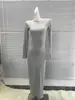Vestido de Manga Larga con Cuello Redondo Estilo LQ Kardashian para Mujer Primavera y Otoño Sexy Ajustado Falda Larga de Costilla de Modal Cintura Ceñida
