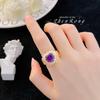 Anillo Retro de Alta Gama Cristal de Lujo Color Tesoro Anillo Abierto para Mujer Medio Antiguo Versátil Elegante Color Circonia Dedo Índice