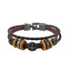 Pulseiras Punk Europeias e Americanas Mais Vendidas da Temu, Pulseiras de Couro Trançado com Contas, Pulseiras de Liga Metálica com Fivela Multicamadas, Joias