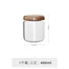 Frasco transparente de almacenamiento pequeño de madera de acacia japonés redondo para té snacks de frutas secas granos frasco de almacenamiento sellado de vidrio