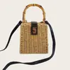 Bolso de Paja Tejido Hecho a Mano Nuevo de Mujer de Venta Caliente, Bolso Cuadrado Pequeño Vintage, Bolso de Hombro, Bolso Cruzado, Bolso de Mano, Bolso de Playa