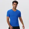 Mallas Deportivas de Running para Hombre de Manga Corta, Cuello en V, Fitness, Nylon de Alta Elasticidad, Absorbentes de Humedad, Secado Rápido, 51248