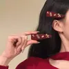Grampo de Cabelo de Pônei Vermelho Presilha Lateral para Mulheres, Acessório de Cabelo de Ano Novo de Alta Qualidade, Presilha para Franja